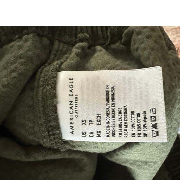 American Eagle corduroy hooded green pullover XS long sleeve green women’s - Picture 5 of 8